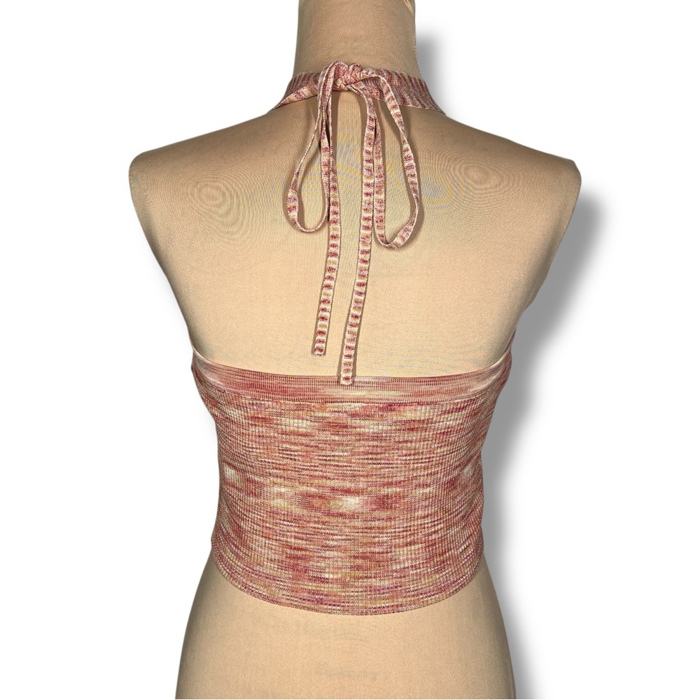 Orange Red Multi Color Knit Halter Top - Picture 3 of 6